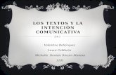 LOS TEXTOS Y LA INTENCIÓN COMUNICATIVA Valentina Bohórquez Laura Calderón Michelle Daniela Rincón Moreno 1101.