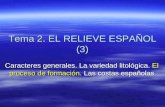 Tema 2. EL RELIEVE ESPAÑOL (3) Caracteres generales. La variedad litológica. El proceso de formación. Las costas españolas.