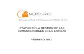 ETAPAS EN LA GESTION DE LAS COMUNICACIONES EN LA ENTIDAD FEBRERO 2011.
