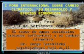 I FORO INTERNACIONAL SOBRE CAMBIO CLIMÁTICO: “SU DESARROLLO Y EFECTOS ECONÓMICOS” Lima, Perú 3 de Setiembre 2009 El reuso de aguas residuales tratadas.