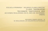 ESCUELA PRIMARIA “ RICARDO FLORES MAGON” CLAVE: 30EPR2059C TECOMATE, TANTOYUCA, VER. ACCIONES REALIZADAS EN EL MES DE DICIEMBRE-ENERO. SEGUNDO GRADO GRUPO.