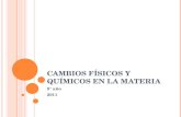 CAMBIOS FÍSICOS Y QUÍMICOS EN LA MATERIA 8° año 2011.