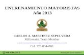 ENTRENAMIENTO MAYORISTAS Año 2013 CARLOS A. MARTINEZ SEPULVEDA Millionaire Team Member carlosmartinezsepulveda@yahoo.com Cel. 320 8344761.