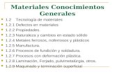 Materiales Conocimientos Generales 1.2 Tecnología de materiales 1.2.1 Defectos en materiales 1.2.2 Propiedades. 1.2.3 Naturaleza y cambios en estado sólido.