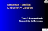 Empresa Familiar: Dirección y Gestión Tema 5. La sucesión (I). Transmisión del liderazgo.