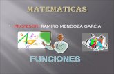 PROFESOR: RAMIRO MENDOZA GARCIA. FUNCIONES 1.- CONSTANTES Y VARIABLES 2.- FUNCION 3.- FUNCIONES DE UNA VARIABLE INDEPENDIENTE Y DE VARIAS VARIABLES.