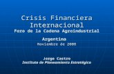 Crisis Financiera Internacional Foro de la Cadena Agroindustrial Argentina Noviembre de 2008 Jorge Castro Instituto de Planeamiento Estratégico.