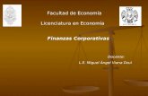 Facultad de Economía Licenciatura en Economía Finanzas Corporativas Docente: L.E. Miguel Ángel Viana Dzul.