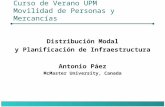 Distribución Modal y Planificación de Infraestructura Antonio Páez McMaster University, Canada Curso de Verano UPM Movilidad de Personas y Mercancías.