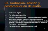 1 U2. U2. Grabación, edición y postproducción de audio 1.Grabación digital. 2.Formatos de grabación. 3.Edición, transformación y procesamiento del sonido.