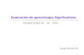 Evaluación de aprendizajes Significativos IQUIQUE JUNIO DE DE 2010 Jorge Robles M.