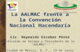 La AALMAC frente a la Convención Nacional Hacendaria Lic. Reynaldo Escobar Pérez -Alcalde de Xalapa y Presidente de la AALMAC- Ciudad de México, D. F.,