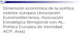 Dimensión económica de la política exterior europea (Asociación Euromediterránea, Asociación Estratégica Birregional con AL, Política Europea de Vecindad,