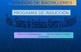 COLEGIO DE BACHILLERES PROGRAMA DE INDUCCIÓN Asesor Psicopedagógico Martha Patricia Chávez Hernández.
