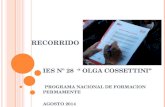 RECORRIDO IES Nº 28 “ OLGA COSSETTINI” PROGRAMA NACIONAL DE FORMACION PERMAMENTE AGOSTO 2014.