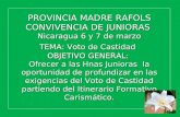 PROVINCIA MADRE RAFOLS CONVIVENCIA DE JUNIORAS Nicaragua 6 y 7 de marzo TEMA: Voto de Castidad OBJETIVO GENERAL: Ofrecer a las Hnas Junioras la oportunidad.