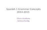 Spanish 1 Grammar Concepts 2014-2015 Glynn Academy Señora Fendig.
