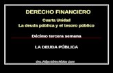 DERECHO FINANCIERO Cuarta Unidad La deuda pública y el tesoro público Décimo tercera semana LA DEUDA PÚBLICA Dra. Felipa Elvira Muñoz Ccuro.