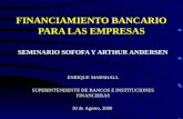 FINANCIAMIENTO BANCARIO PARA LAS EMPRESAS SEMINARIO SOFOFA Y ARTHUR ANDERSEN ENRIQUE MARSHALL SUPERINTENDENTE DE BANCOS E INSTITUCIONES FINANCIERAS 30.