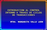 INTRODUCCION AL CONTROL INTERNO A TRAVES DE CICLOS DE TRANSACCIONES MTRA. MARGARITA VALLE LEON.