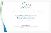 Calificación para el Financiamiento JORNADA FINANCIAMIENTO BANCARIO AL SECTOR PRODUCTIVO PyMEs 14 de Agosto de 2012 Hernán Bernat Gerente de Productos.