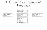 3.3 Las funciones del lenguaje. La función referencial coincide con la representativa de Bühler y la lógica de García Calvo; es la más frecuente y subyace.