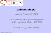 Epidemiología Avance Proyecto FONIS Atlas de mortalidad por enfermedades cardiovasculares. Chile 1997-2002 Gloria Icaza, Loreto Nuñez Reunión Martes 23/11/04.