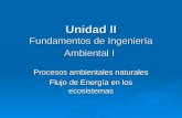 Unidad II Fundamentos de Ingeniería Ambiental I Procesos ambientales naturales Flujo de Energía en los ecosistemas.