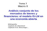 Bibliografía: Capítulo 20. Blanchard Capítulo 9-10. Belzunegui… Análisis conjunto de los mercados de bienes y financieros: el modelo IS-LM en una economía.