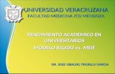 UNIVERSIDAD VERACRUZANA FACULTAD MEDICINA /CD MENDOZA RENDIMIENTO ACADEMICO EN UNIVERSITARIOS MODELO RIGIDO vs. MEIF DR. JOSE UBALDO TRUJILLO GARCIA.