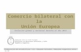 Comercio bilateral con la Unión Europea Evolución global y sectorial durante el año 2013 Embajada ante la Unión Europea Ministerio de Relaciones Exteriores.
