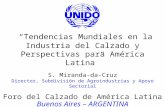 “Tendencias Mundiales en la Industria del Calzado y Perspectivas para América Latina” S. Miranda-da-Cruz Director, Subdivisión de Agroindustrias y Apoyo.