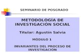 METODOLOGÍA DE INVESTIGACIÓN SOCIAL Titular: Agustín Salvia MÓDULO 1 INVARIANTES DEL PROCESO DE INVESTIGACIÓN SEMINARIO DE POSGRADO.