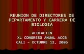 REUNION DE DIRECTORES DE DEPARTAMENTO Y CARRERA DE BIOLOGIA ACOFACIEN XL CONGRESO ANUAL ACCB CALI – OCTUBRE 12, 2005.
