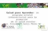 Salud para Aprender : Un programa estatal intersectorial para la promoción de la salud escolar Dra. Elizabeth Solís Pérez NC.