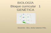 BIOLOGÍA Bloque curricular 1 GENÉTICA Docente: Dra. Anita Salame MSc.