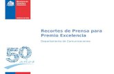 Recortes de Prensa para Premio Excelencia Departamento de Comunicaciones.