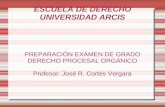 ESCUELA DE DERECHO UNIVERSIDAD ARCIS PREPARACIÓN EXÁMEN DE GRADO DERECHO PROCESAL ORGÁNICO Profesor: José R. Cortés Vergara.