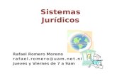Sistemas Jurídicos Rafael Romero Moreno rafael.romero@uam.net.ni Jueves y Viernes de 7 a 9am.
