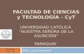 FACULTAD DE CIENCIAS y TECNOLOGÍA - CyT UNIVERSIDAD CATÓLICA “NUESTRA SEÑORA DE LA ASUNCIÓN” PARAGUAY Prof. Luca Cernuzzi 07/2014 CyT - UC.