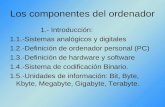 Los componentes del ordenador 1.- Introducción: 1.1.-Sistemas analógicos y digitales 1.2.-Definición de ordenador personal (PC) 1.3.-Definición de hardware.