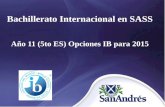 Bachillerato Internacional en SASS Año 11 (5to ES) Opciones IB para 2015.