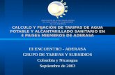 CALCULO Y FIJACIÓN DE TARIFAS DE AGUA POTABLE Y ALCANTARILLADO SANITARIO EN 4 PAISES MIEMBROS DE ADERASA III ENCUENTRO - ADERASA GRUPO DE TARIFAS Y SUBSIDIOS.
