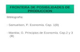 FRONTERA DE POSIBILIDADES DE PRODUCCION Bibliografía: - Samuelson, P. Economía. Cap. 1(B) - Mankiw, G. Principios de Economía. Cap.2 y 3 (B)