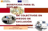 UNIÓN EUROPEA Fondo Social Europeo BENEFICIOS PARA EL EMPLEO DE COLECTIVOS EN RIESGO DE EXCLUSIÓN ( discapacitados, otros colectivos...) ZARAGOZA 20 de.