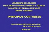PRINCIPIOS CONTABLES FACILITADORAS: PROF. ROSA AURA CASAL PROF. AURA ELENA PEÑA UNIVERSIDAD DE LOS ANDES FACULTAD DE CIENCIAS ECONÓMICAS Y SOCIALES POSTGRADO.