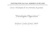 “Fisiología Digestiva” Profesor: Carlos Gómez, PhD Curso: Fisiología de los animales de granja UNIVERSIDAD NACIONAL AGRARIA LA MOLINA.