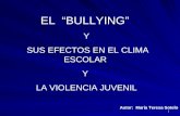 1 EL “BULLYING” Y SUS EFECTOS EN EL CLIMA ESCOLAR Y LA VIOLENCIA JUVENIL Autor: María Teresa Sotelo.