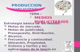 PRODUCCION PUBLICITARIA PROFESORA SKHARLET MARTINEZ TEMA : MEDIOS PUBLICITARIOS Estrategia básica de los medios:  Metas de mercado,  Metas de publicidad,