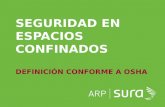 ARP SURA SEGURIDAD EN ESPACIOS CONFINADOS DEFINICIÓN CONFORME A OSHA.